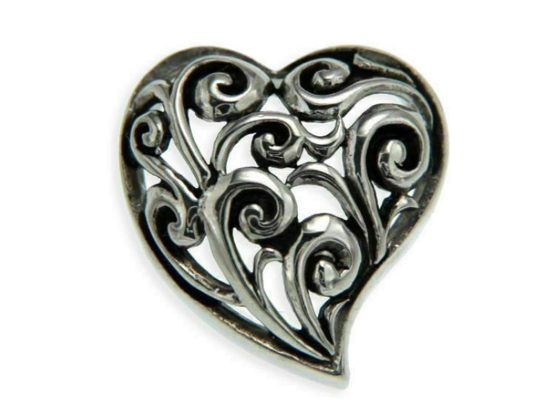 Solid Sterling Silver Cut Out Cluster HEART Pendant»P22
