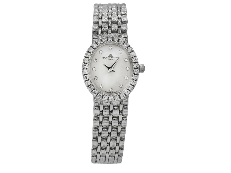 Baume & Mercier Ladies Diamond 18k White Gold Vintage Watch