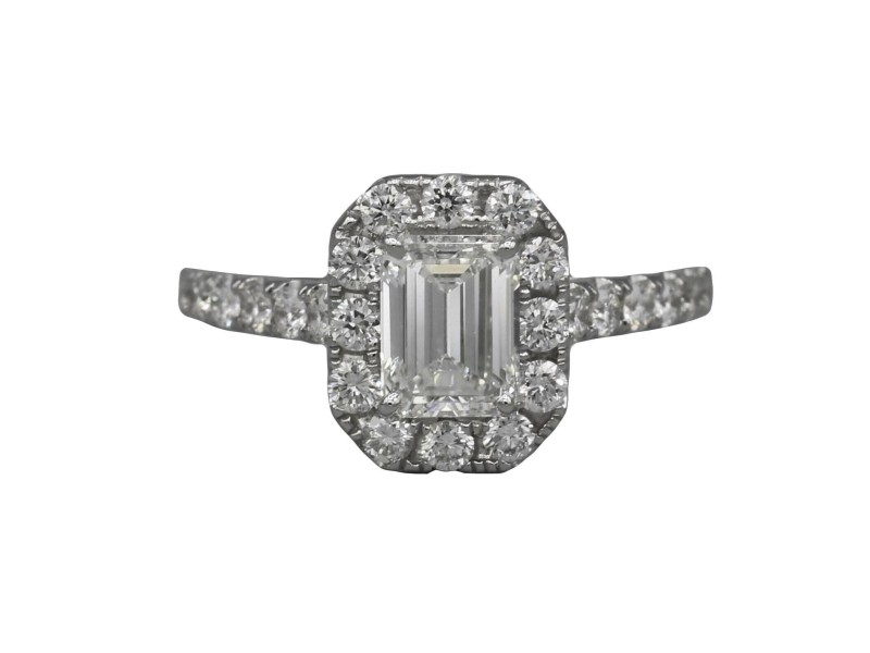1.15 carat GIA Emerald Cut Diamond Engagement Ring in 18k White Gold