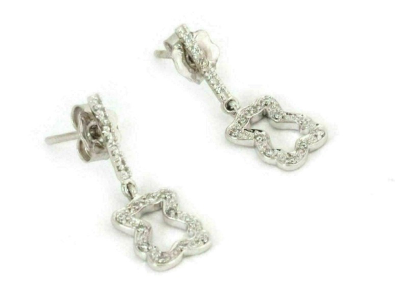 Tous Diamond 18k White Gold Cut Out Bear Dangle Earrings
