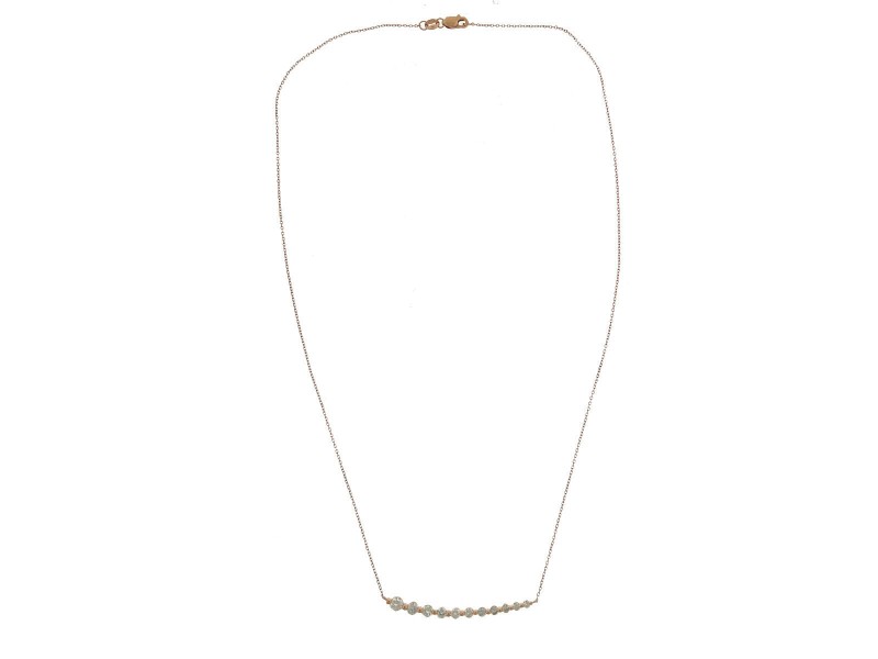 18k Rose Gold Diamond Curving Bar Ladies Necklace .85 TCW 