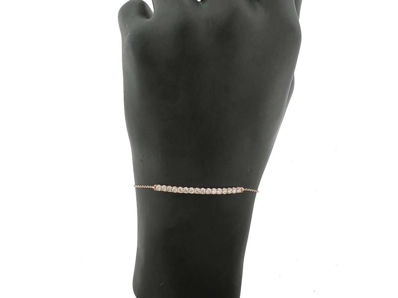 14k Rose Gold Diamond Station Thin Ladies Bracelet .50 CTW
