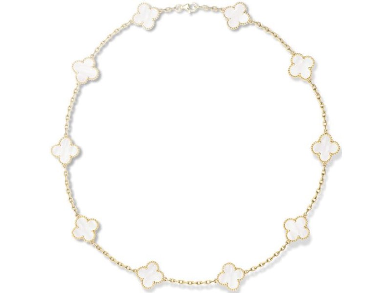 Van Cleef & Arpels Alhambra 18K Yellow Gold & Mother Of Pearl Necklace