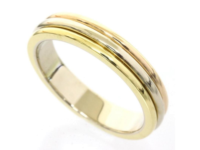 Cartier 18K Yellow White And Pink Gold Trinity Wedding Band Ring Size 5.0