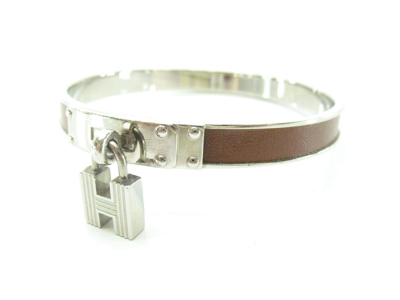Hermes Metal Leather Bangle Bracelet  