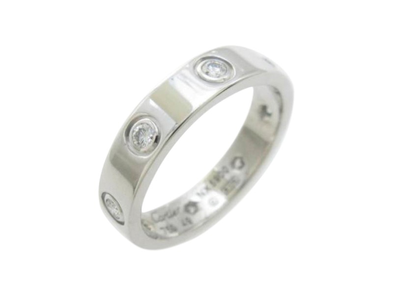 Cartier White Gold Mini Love Diamond Ring Size 4.75