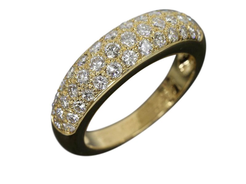 Cartier 18K Yellow Gold Mini Star Pave Diamonds Ring Size 7