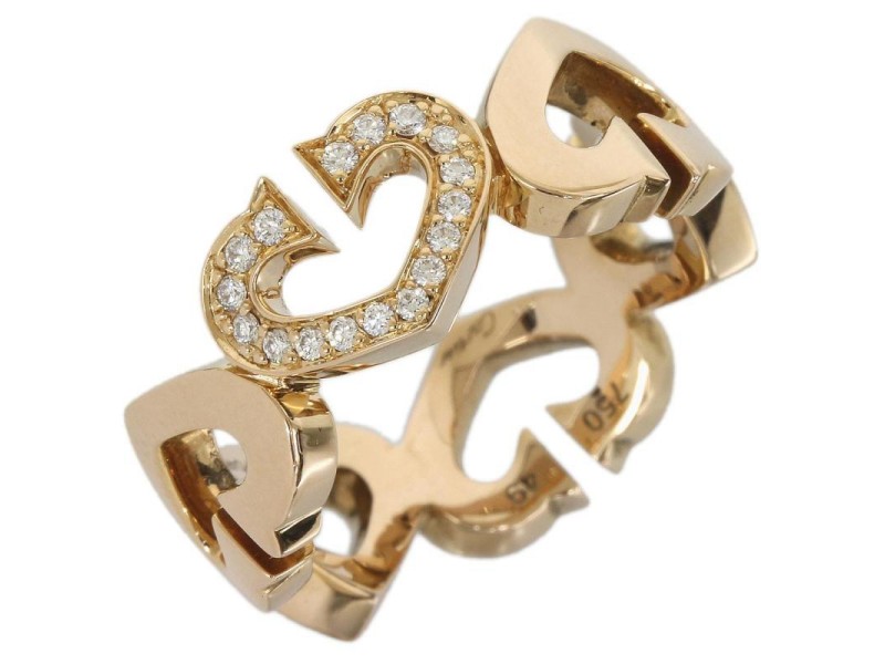 Cartier 18K Rose Gold and Diamonds C Heart Ring Size 5.25