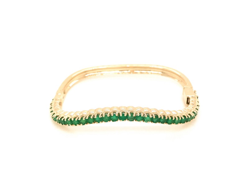 14k Yellow Gold Emerald Nesting Bangle Bracelet