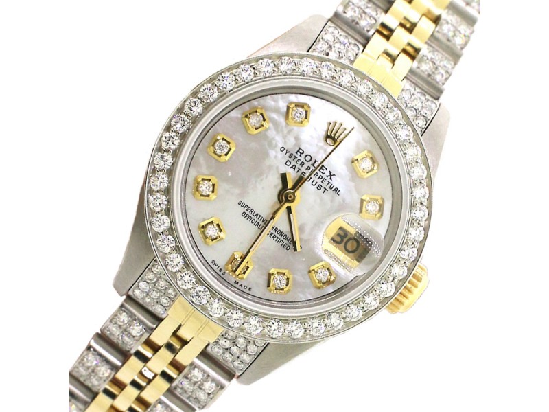 Rolex Datejust 26mm 2-tone Yellow Gold/Steel Jubilee Diamond Watch w/MOP Dial