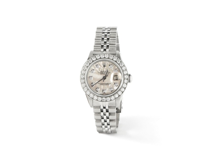 Rolex Datejust Steel 26mm Jubilee Watch 1.3CT Diamond Bezel & White MOP Dial
