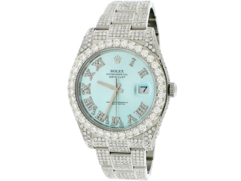 Rolex Datejust II 41MM Steel Mens Oyster Watch w/14.1Ct Diamond Dial, Bezel, & Bracelet 116300