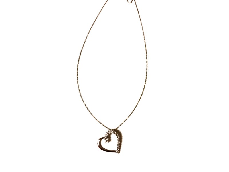 Sterling Silver & Diamond Open Heart Necklace