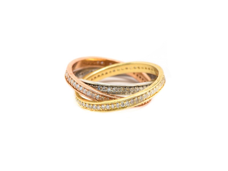Diamond Tri-Color Gold Ring Size 7 