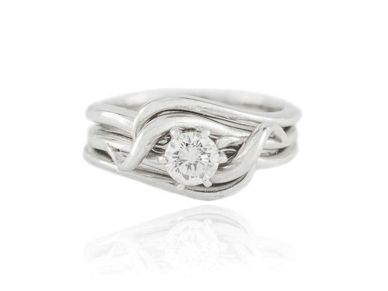 White White Gold Diamond Womens Ring Size 3.5  