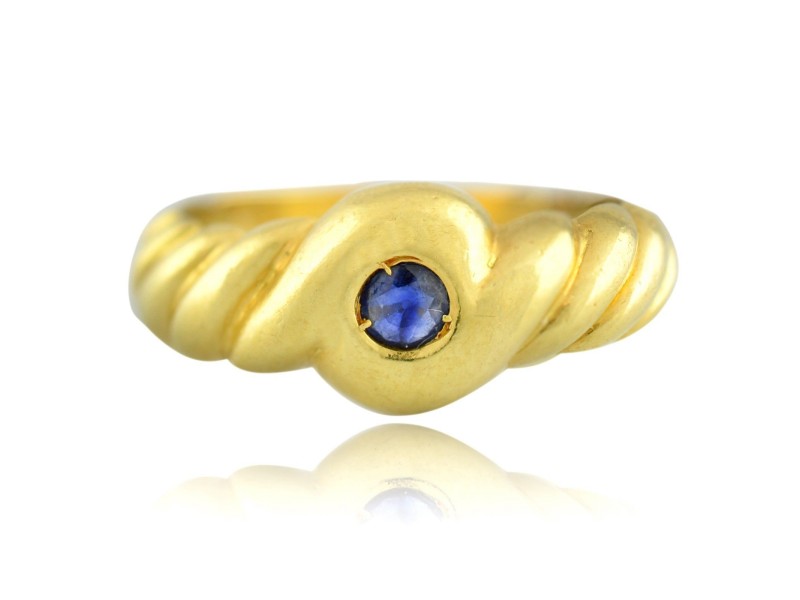 Yellow Gold Sapphire Mens Ring Size 7.5 