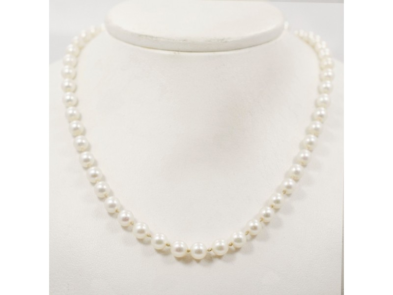 Cultured Pearls 14K White Gold Lock Necklace