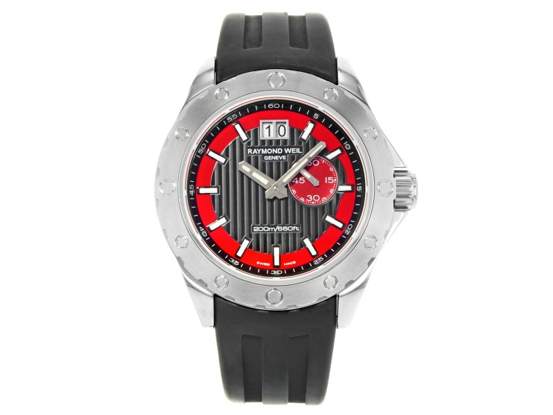 Raymond Weil RW Sport Rubber Black Red Dial Steel Mens Watch 8300-SR1-20041