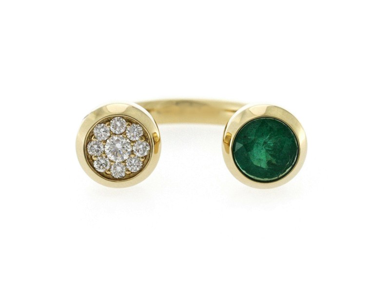 1.28 CT Zambian Emerald & 0.32 CT Diamonds in 14K Yellow Gold Ring