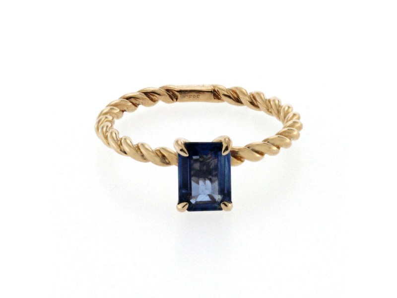 1.03 CT Blue Sapphires 14K Rose Gold Ring Size 6-8