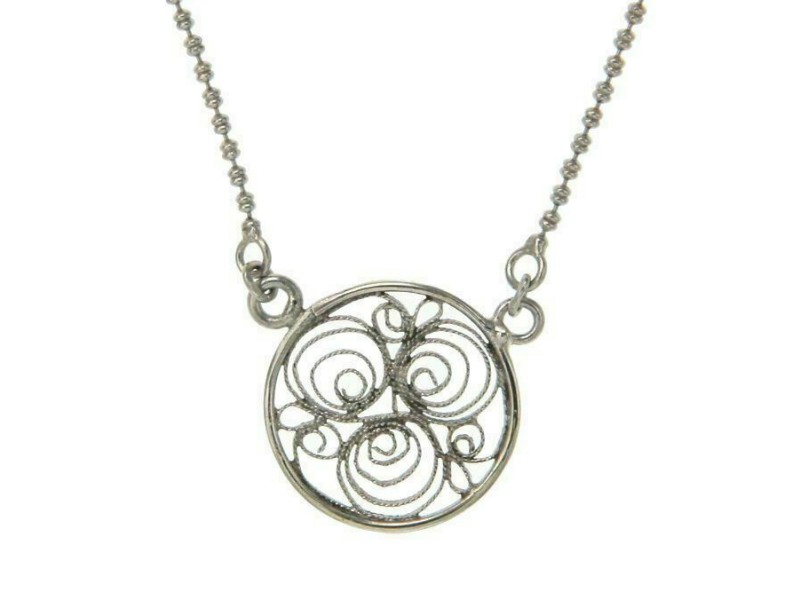 ¦925 Sterling Silver Bali Round Necklace