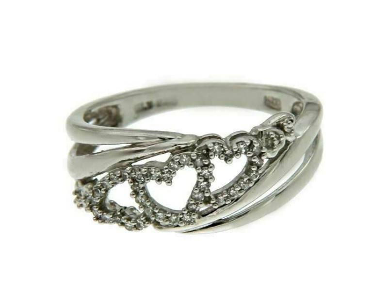 925 Sterling Silver Diamond Heat Band Ring Size 7 »R217