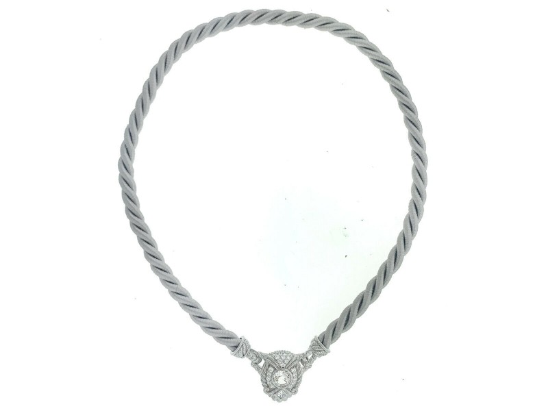 Judith Ripka Sterling Silver Grey Rope on Pendent Necklace 