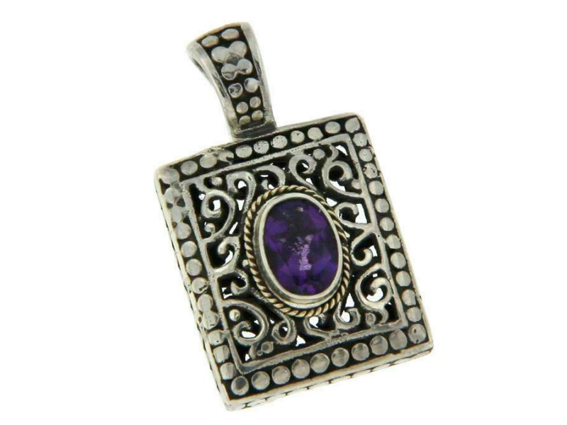 Women's Sterling Silver & 14K Gold Accent Amethyst Pendant 