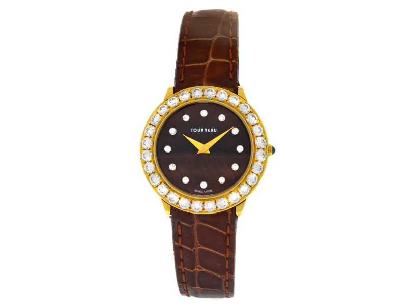 Tourneau Super Oro CA4138-BR Ladies Diamond 18K Yellow Gold Quartz 28MM Watch