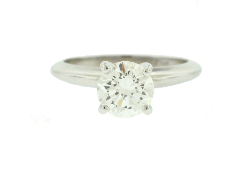 14k White Gold Round Brilliant Solitaire Diamond Engagement Ring 1.24 cts GIA 
