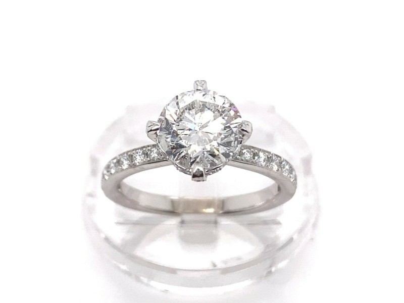 Round Brilliant Diamond 2.05 tcw Engagement Ring 18k White Gold Clarity Enhanced
