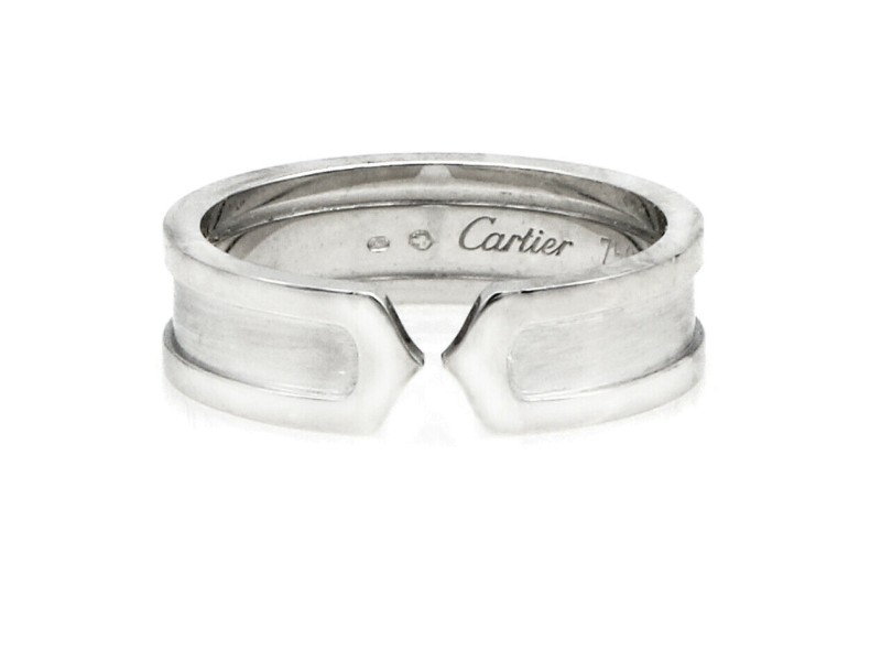 C de Cartier 6mm Band Ring in 18k White Gold Size 62 US 10