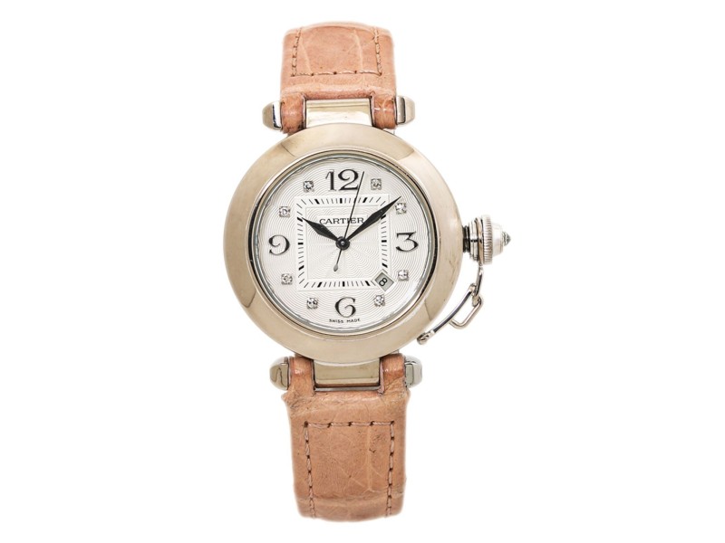 Cartier Pasha  White Gold Factory Diamond Automatic Watch 32mm