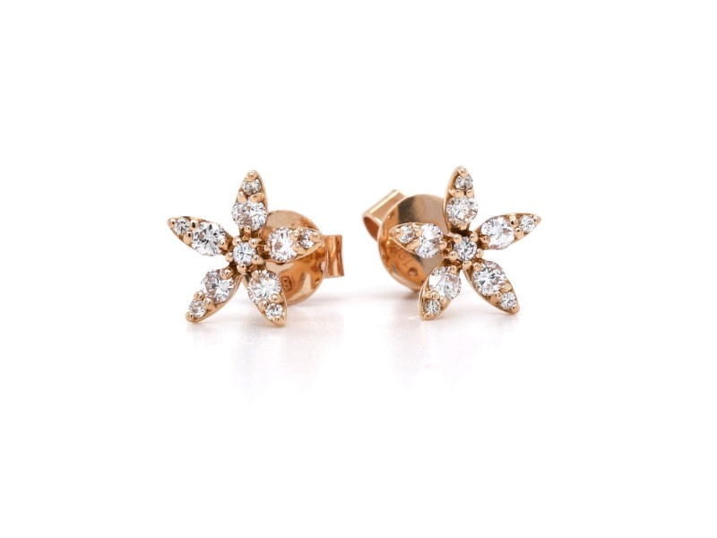 Women's Diamond Flower Stud Earrings in 18k Rose Gold