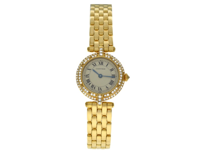 Cartier Panthere Vendome 18K Yellow Gold Diamond Bezel Ladies Quartz Watch