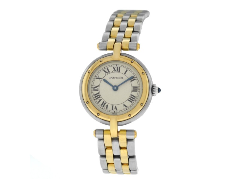 Cartier Panthere Vendome   Two Row 18K Gold Steel Ladies Quartz 24MM Watch