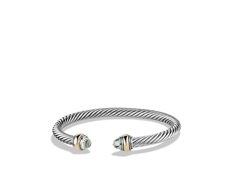 David Yurman Cable Classic Bracelet with Prasiolite and 14K Gold, 5mm
