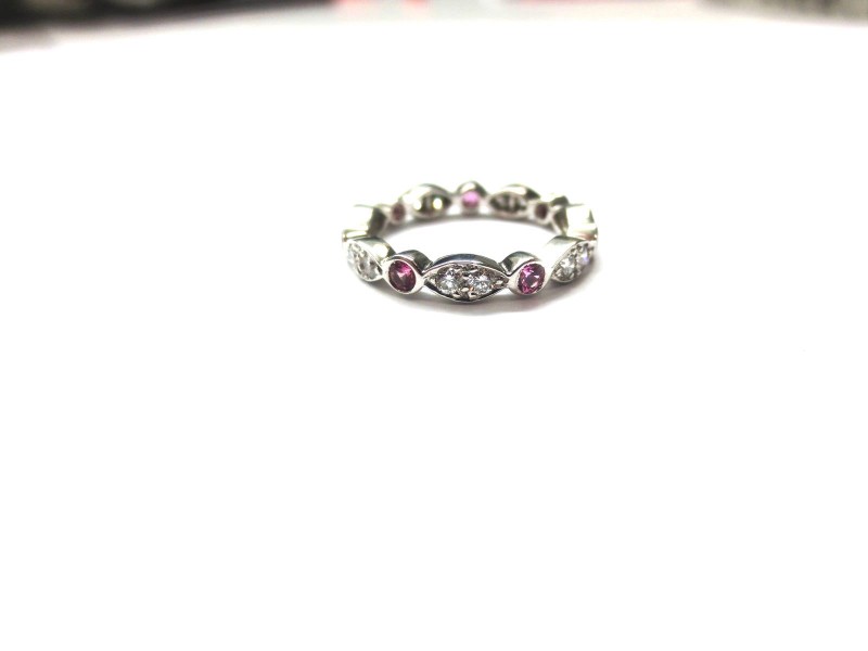 Tiffany & Co. Platinum Swing Pink Sapphires Diamonds Band Ring 