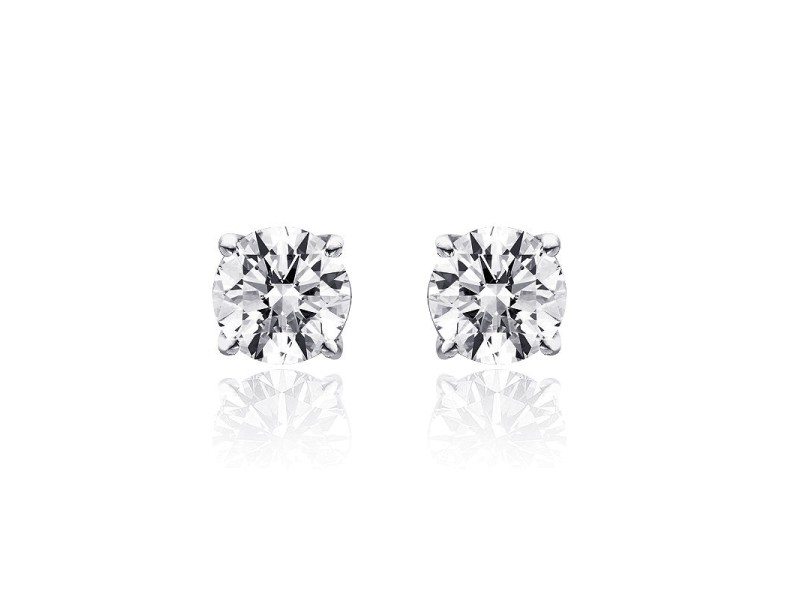 14K White Gold 0.65 Ct Round Brilliant Cut Diamond Solitaire Stud Earrings 