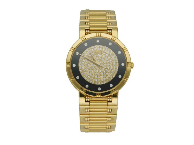 Piaget Dancer 84023 K81 Onyx Diamond Dial 18K Yellow Gold Ladies Watch