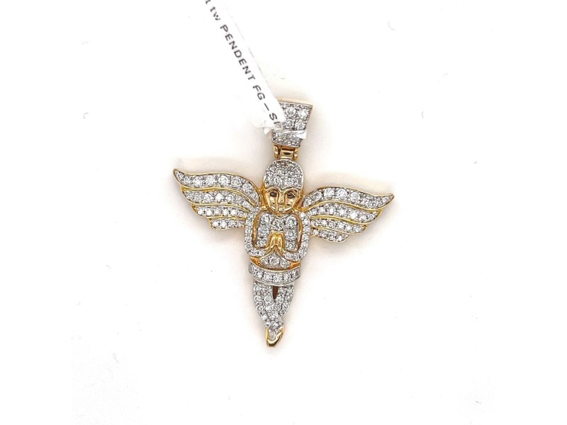 Diamond Angel Pendant in 14K Yellow Gold 