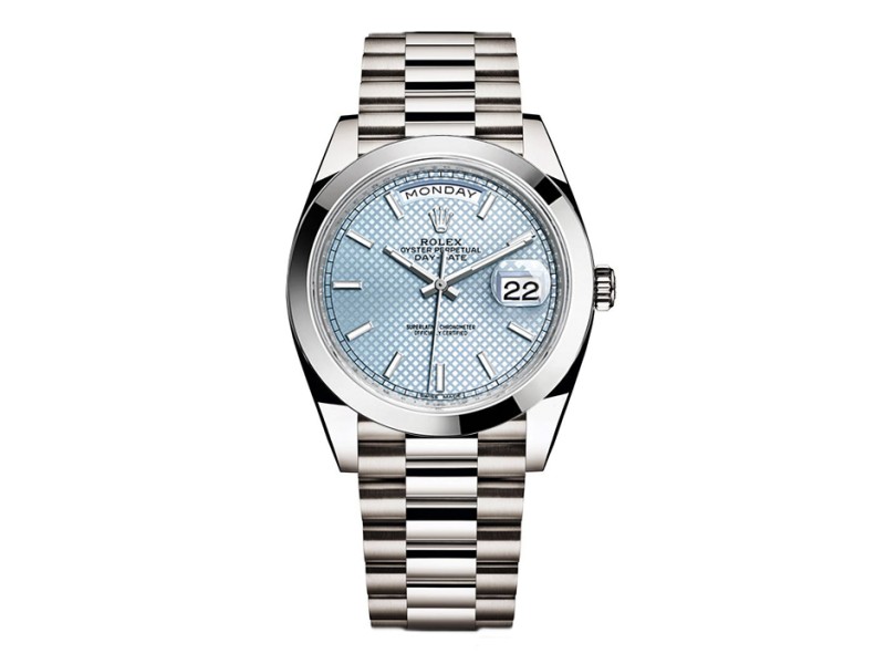 Rolex Day-Date II Platinum Ice Blue Diagonal Dial 40mm Watch