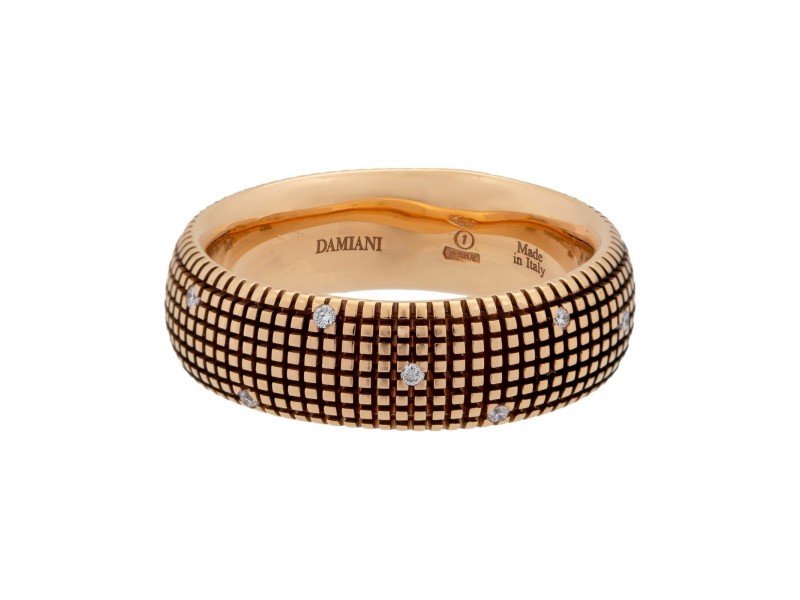 Damiani Metropolitan dream diamond 8mm band ring 18k brown gold size 10.5