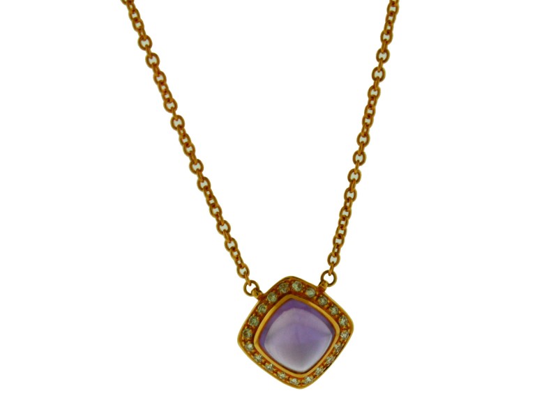 Fred Paris Paindesucre Amethyst & Diamond Necklace In 18k Rose Gold