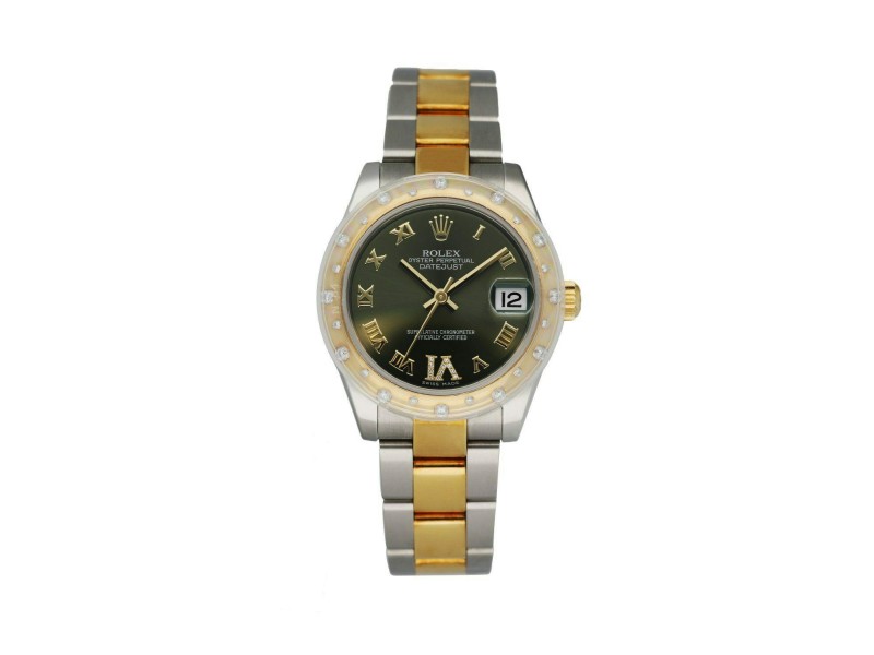 Rolex Datejust 178343 18K Yellow Gold Bezel W/Diamonds Ladies 