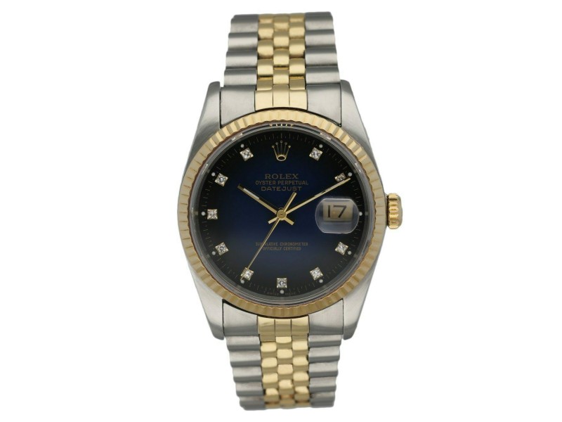 Rolex Datejust 16233 Blue Vignette Diamond Dial Men's Watch