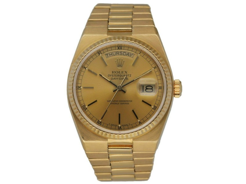 Rolex Day Date Oysterquartz 19018 18K Yellow Gold Men's Watch