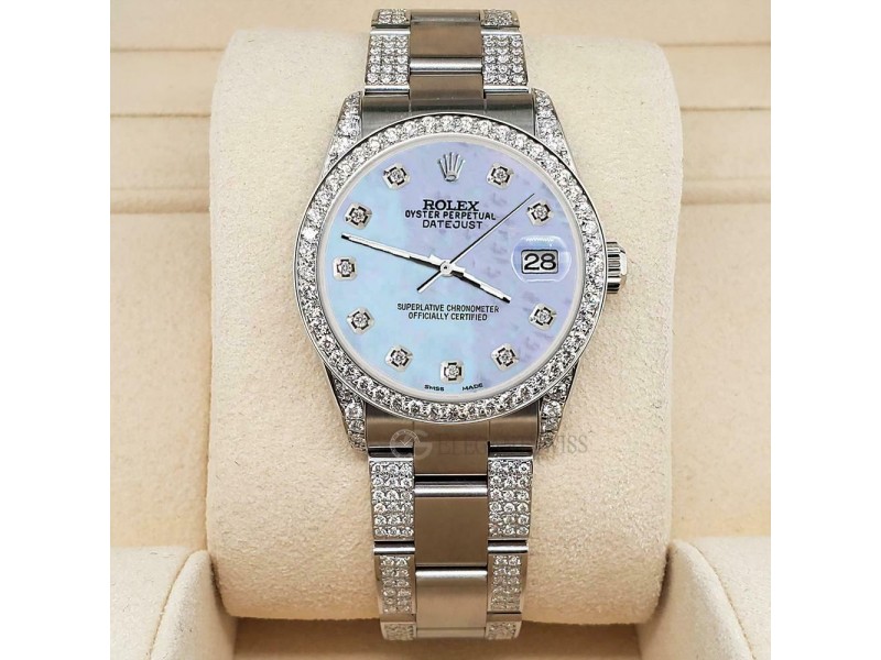 Rolex Datejust 31mm 3.5ct Diamond Bezel/Lugs/Bracelet/Purple MOP Dial Watch