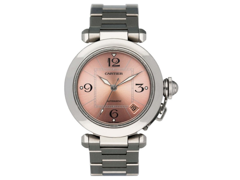 Cartier Pasha Pink Dial Steel Ladies Watch