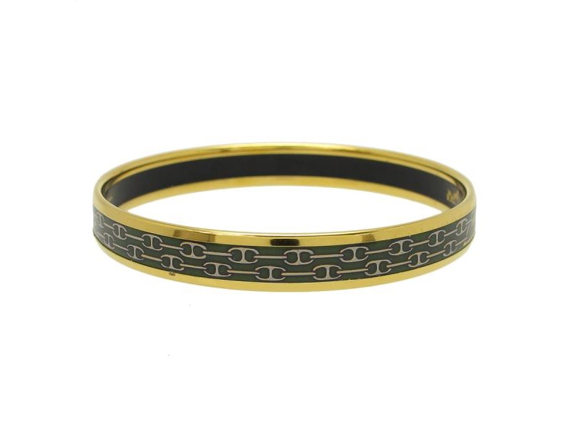 Hermes Gold-Tone Multicolor Bangle Bracelet
